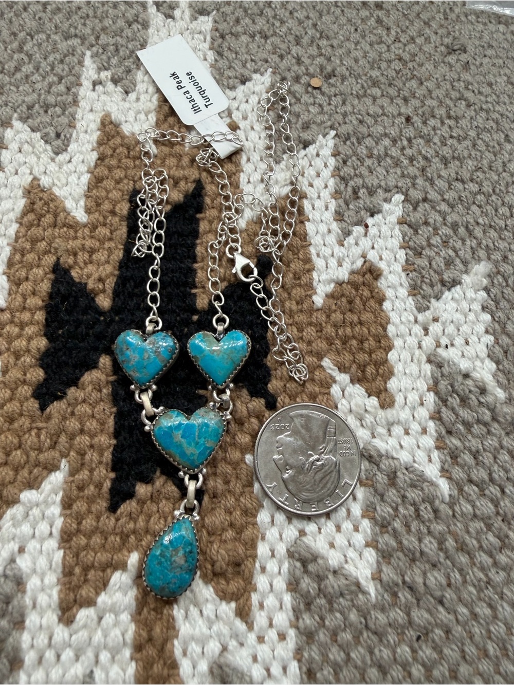 Ithaca Peak Turquoise lariat necklace Sterling silver